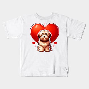 Briard Puppy Cute Dog Heart Watercolor Art Kids T-Shirt